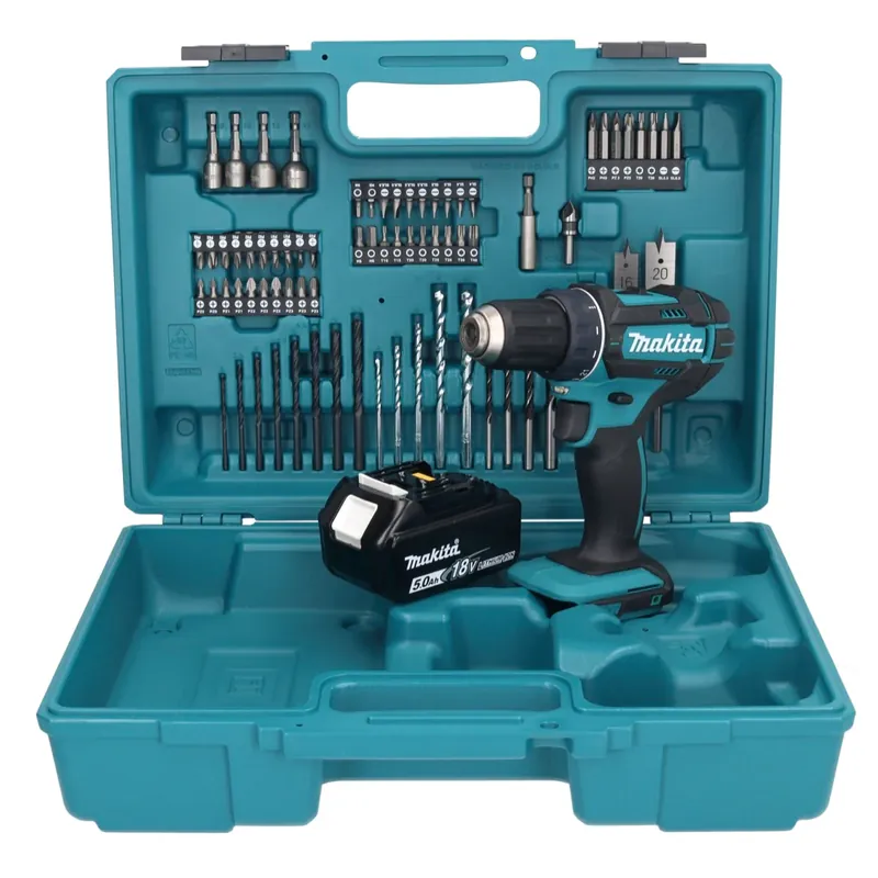 Makita DDF 482 T1X1 Akku Bohrschrauber 18 V 62 Nm + 1x Akku 5,0 Ah + 74 tlg. Zubehörset + Koffer - ohne Ladegerät Bestseller