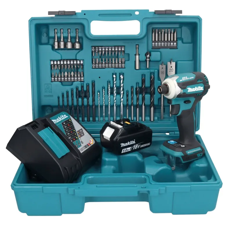 Makita DTD 171 RT1X1 Akku Schlagschrauber 18 V 180 Nm 1/4" Brushless + 1x Akku 5,0 Ah + Ladegerät + 74 tlg. Zubehörset + Koffer Knallerangebot
