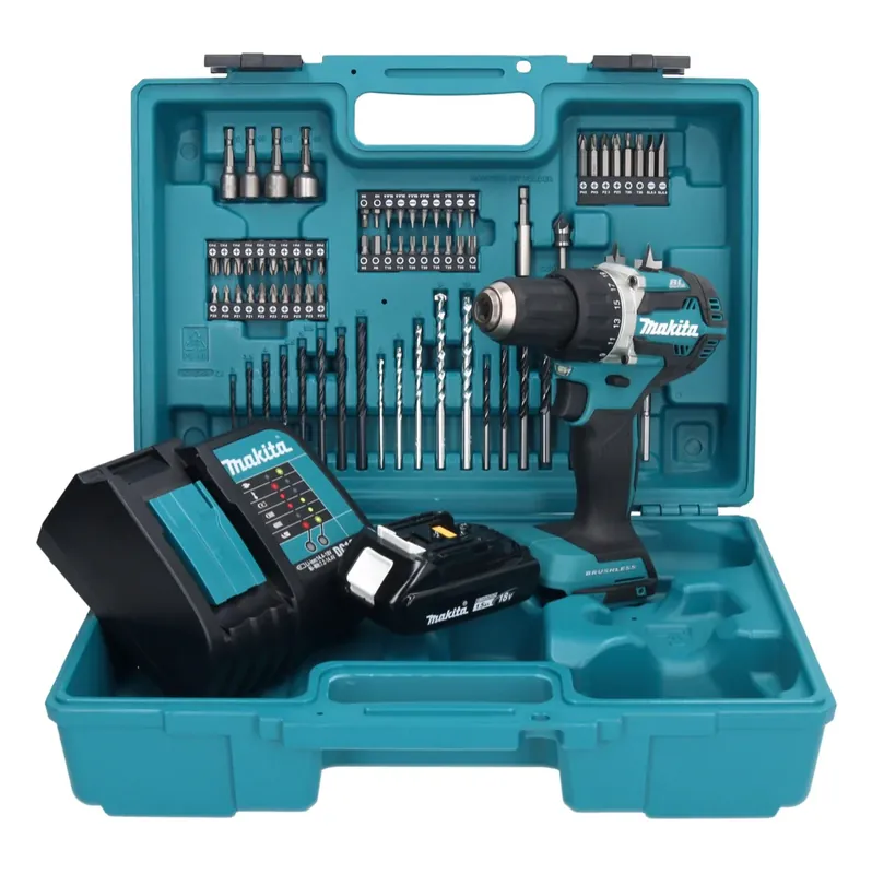 Makita DDF 484 SY1X1 Akku Bohrschrauber 18 V 54 Nm + 1x Akku 1,5 Ah + Ladegerät + 74 tlg. Zubehörset + Koffer Jetzt Kaufen