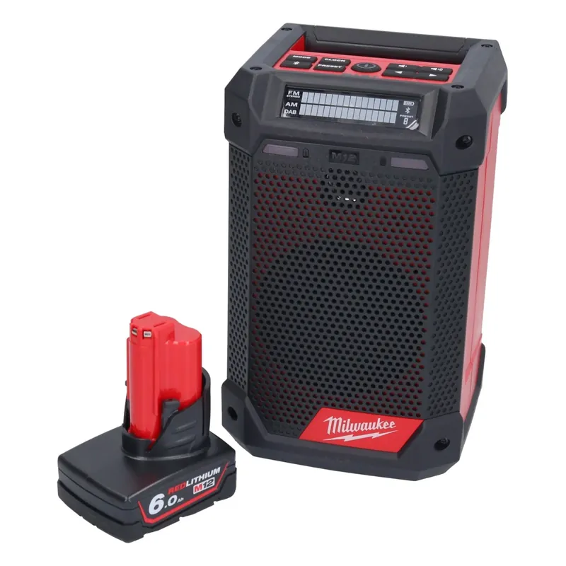 Milwaukee M12 RCDAB+-601 Akku Radio DAB+ 12 V + 1x Akku 6,0 Ah - ohne Ladegerät Zertifiziert
