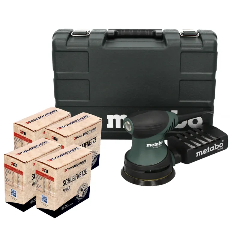 Metabo FSX 200 Intec Exzenterschleifer 240 W 125 mm + 4x Toolbrothers SPIDER Schleifnetz Set + Koffer Online Kaufen