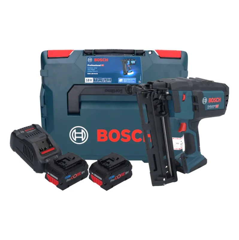 Bosch GNH 18V-64 M Professional Akku Nagler 18 V 64 mm + 2x ProCORE Akku 8,0 Ah + Ladegerät + L-BOXX Mega-Angebot