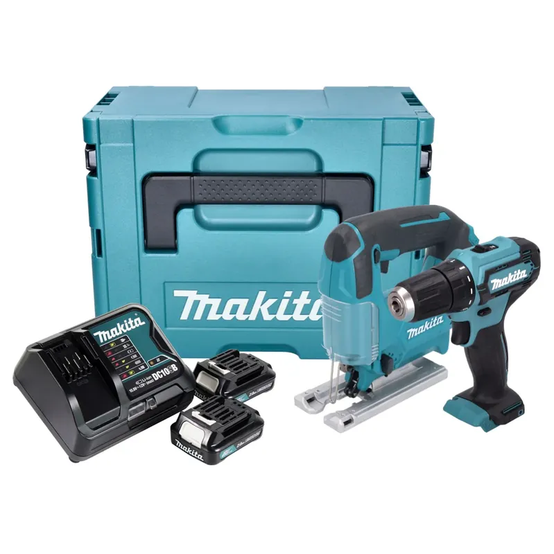 Top-Preis Makita CLX 237 SAJ Akku Spezialset DF 333 D Akku Schlagbohrschrauber + JV 101 D Akku Stichsäge + 2x Akku 2,0 Ah + Ladegerät + Makpac