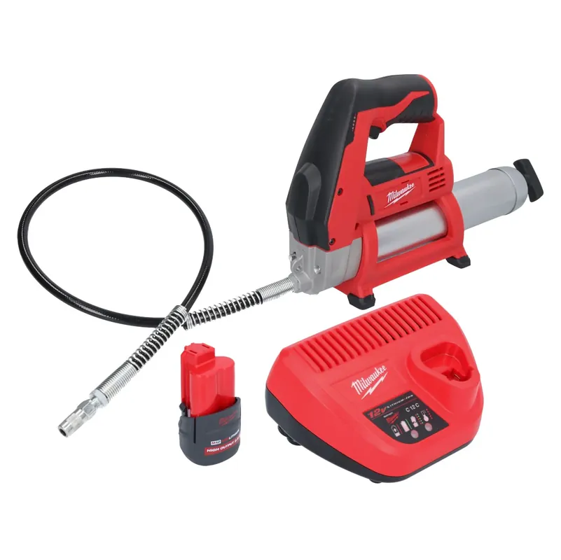 Markenprodukt Milwaukee M12 GG-251 Akku Fettpresse 12 V 562 bar + 1x Akku 2,5 Ah + Ladegerät