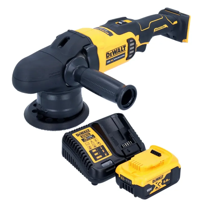 Versand Am Gleichen Tag DeWalt DCM 848 P1 Akku Exzenterpolierer 18 V 125 mm Brushless + 1x Akku 5,0 Ah + Ladegerät