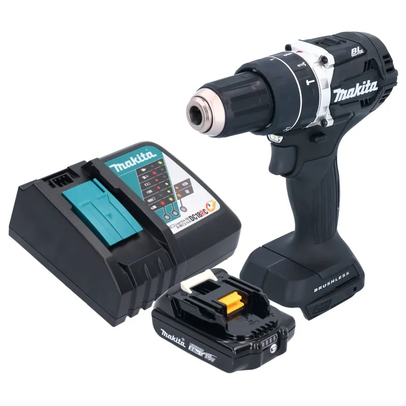 Makita DHP 484 RA1B Akku Schlagbohrschrauber 18 V 54 Nm Brushless Schwarz + 1x Akku 2,0 Ah + Ladegerät Top-Seller