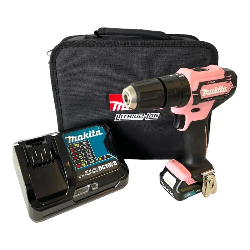 Makita HP 333 DSAP1 Akku Schlagbohrschrauber 12 V 30 Nm Pink + 1x Akku 2,0 Ah + Ladegerät + Tasche Neue Ware