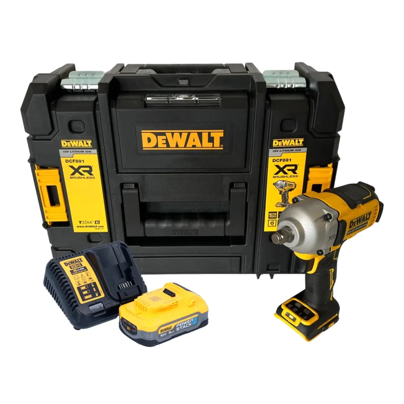 DeWalt DCF 891 H1T Akku Schlagschrauber 18 V 1084 Nm 1/2" Brushless + 1x Powerstack Akku 5,0 Ah + TSTAK + Ladegerät Kracherpreis