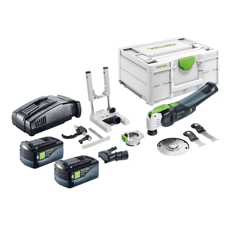 Festool VECTURO OSC 18 E-Basic Set Akku Oszillierer 18 V Starlock Max Brushless + 2x Akku 5,0 Ah + Schnellladegerät + Systainer Nur Für Kurze Zeit