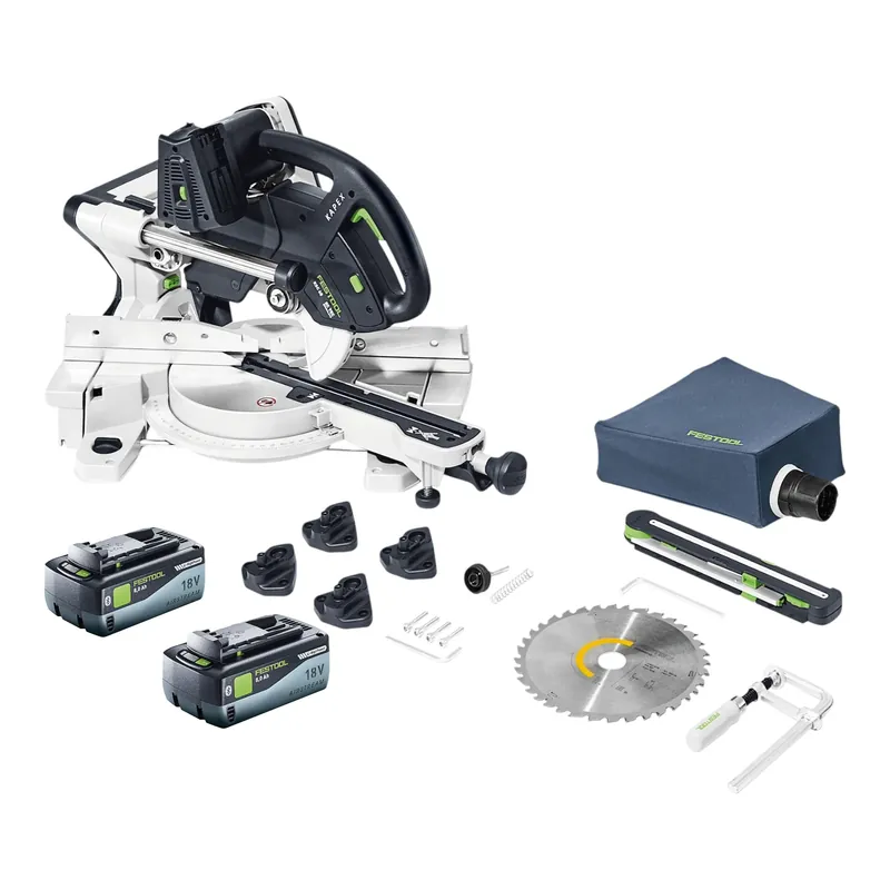 Markenprodukt Festool KAPEX KSC 60 EB-Basic Akku Kapp Zugsäge 18 V / 36 V 216 mm Brushless + 2x Akku 8,0 Ah - ohne Ladegerät