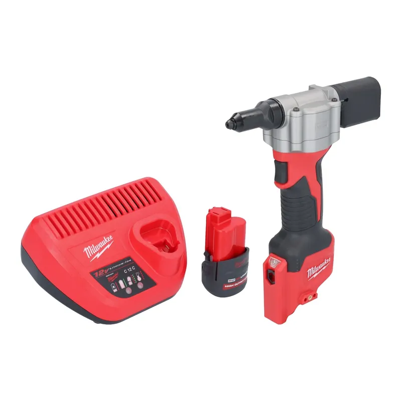 Meistverkauft Milwaukee M12 BPRT-251 Akku Blindnietgerät 12 V 20,32 mm + 1x Akku 2,5 Ah + Ladegerät