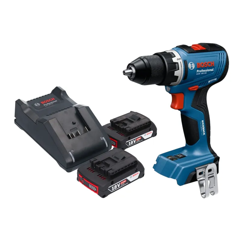 Nur Heute Bosch GSR 18V-65 Professional Akku Bohrschrauber 18 V 63 Nm Brushless + 2x Akku 2,0 Ah + Ladegerät
