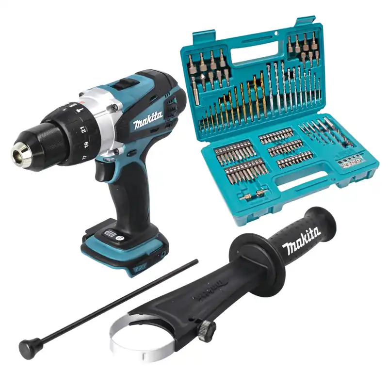 Sale Makita DHP 458 Z Akku Schlagbohrschrauber 18 V 91 Nm + 102 tlg. Bit Bohrer Set - ohne Akku, ohne Ladegerät