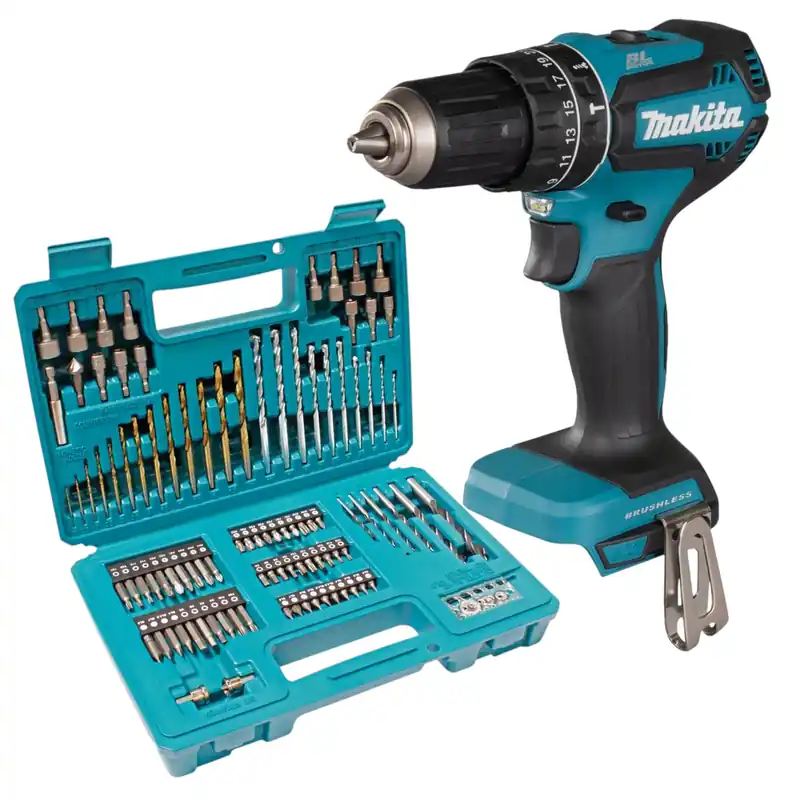 Sonderangebot Makita DHP 485 Z Akku Schlagbohrschrauber 18 V 50 Nm Brushless + 102 tlg. Bit Bohrer Set - ohne Akku, ohne Ladegerät
