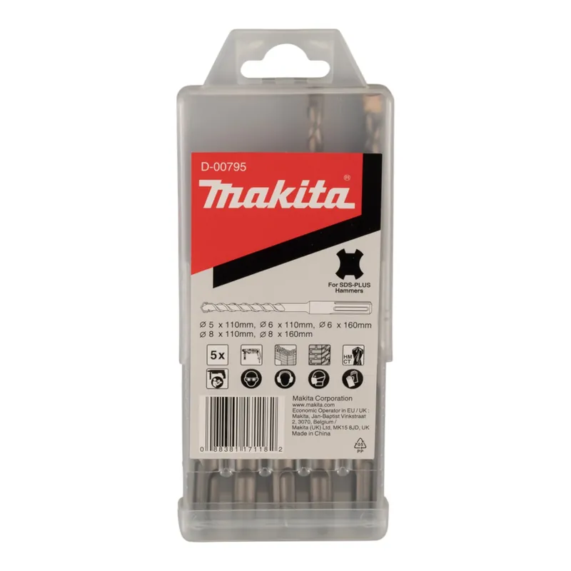 Sale Makita D-00795 SDS-Plus Bohrer Set 5 tlg. zweischneidig wolframkarbid Spitze