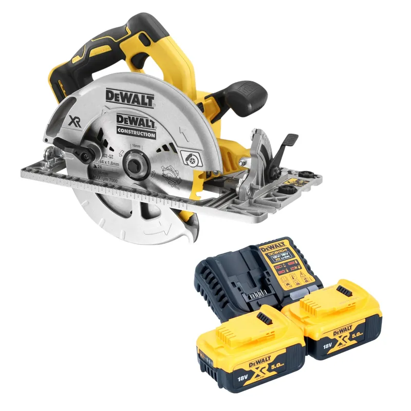 Expressversand DeWalt DCS 572 P2 Akku Handkreissäge 18 V 184 mm Brushless + 2x Akku 5,0 Ah + Ladegerät