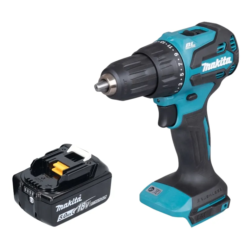 Makita DHP 490 T1 Akku Schlagbohrschrauber 18 V 65 Nm Brushless + 1x Akku 5,0 Ah - ohne Ladegerät Direkt Vom Hersteller