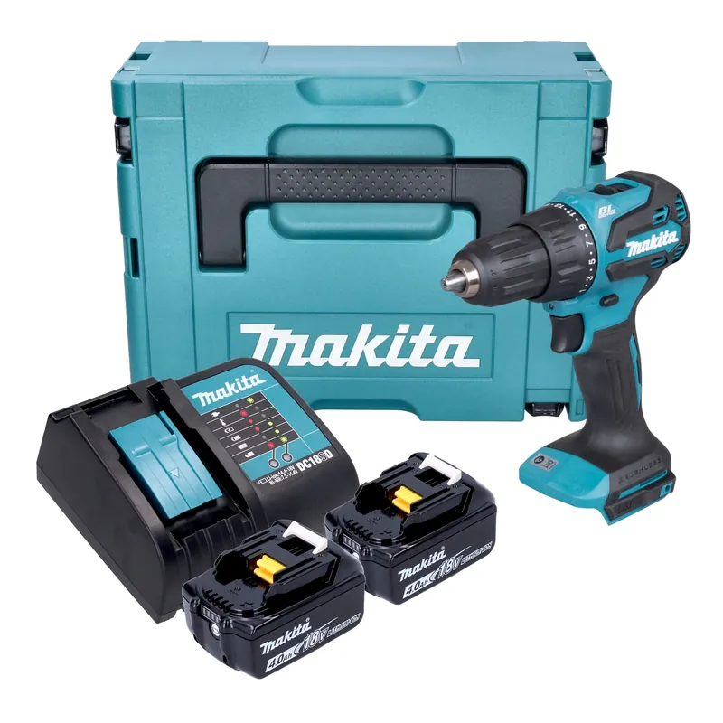 Knallerangebot Makita DHP 490 SMJ Akku Schlagbohrschrauber 18 V 65 Nm Brushless + 2x Akku 4,0 Ah + Ladegerät + Makpac