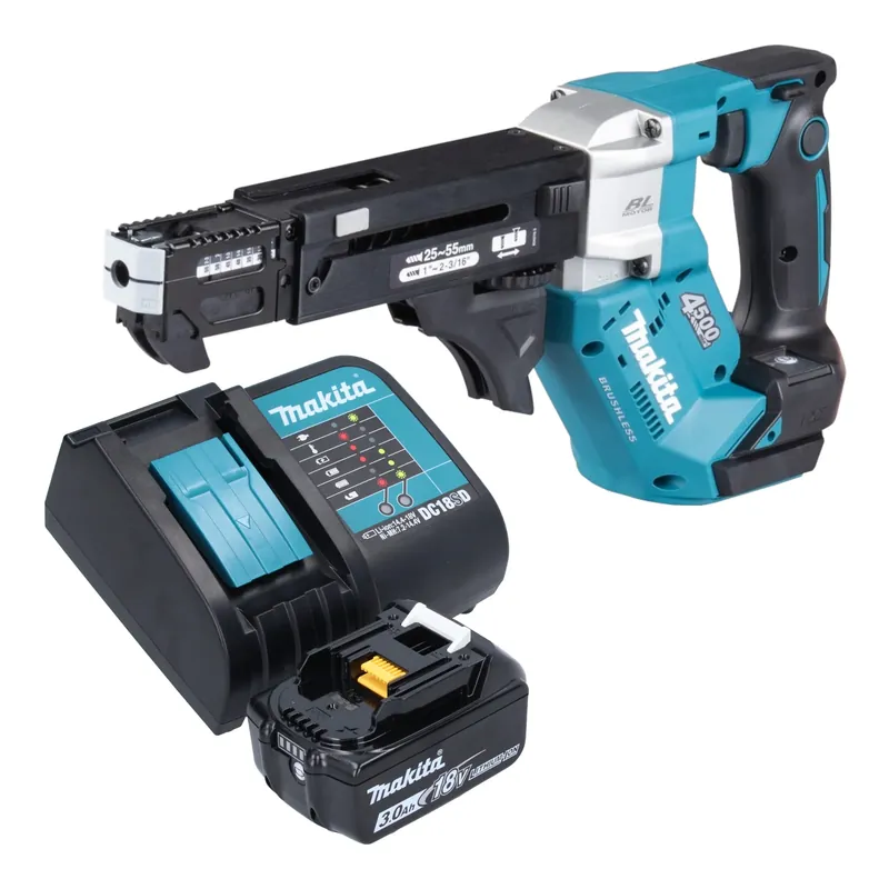 Markenprodukt Makita DFR 552 SF1 Akku Magazinschrauber 18 V 25 - 55 mm Brushless + 1x Akku 3,0 Ah + Ladegerät