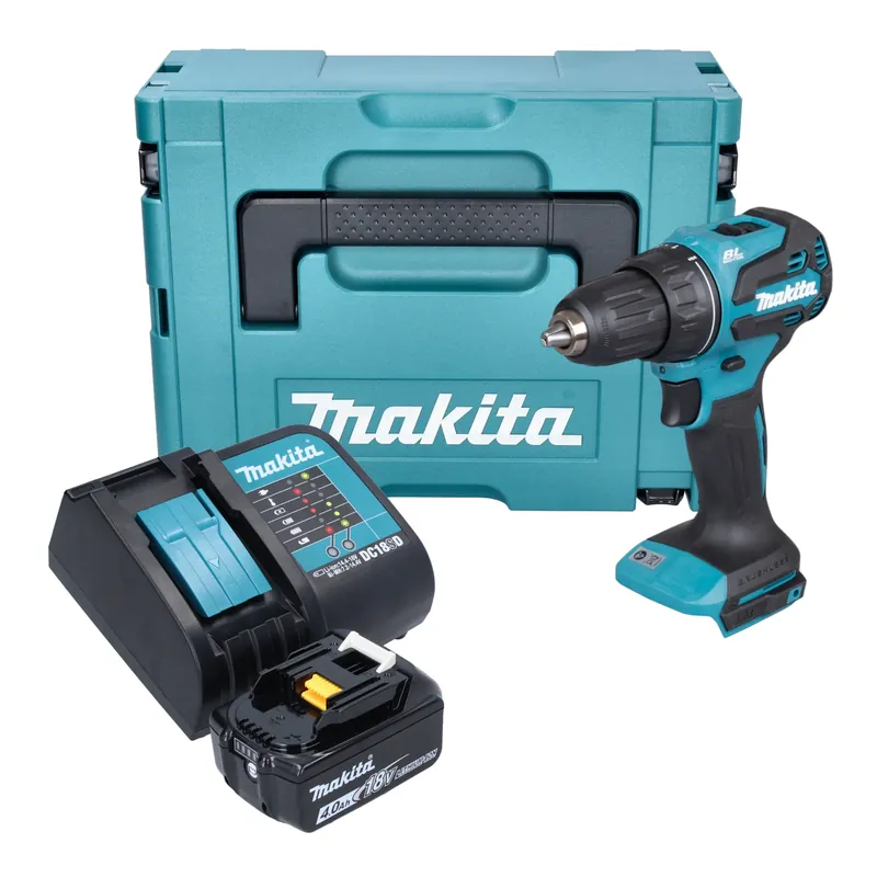 Neue Ware Makita DDF 490 SM1J Akku Bohrschrauber 18 V 65 Nm 1/2" Brushless + 1x Akku 4,0 Ah + Ladegerät + Makpac