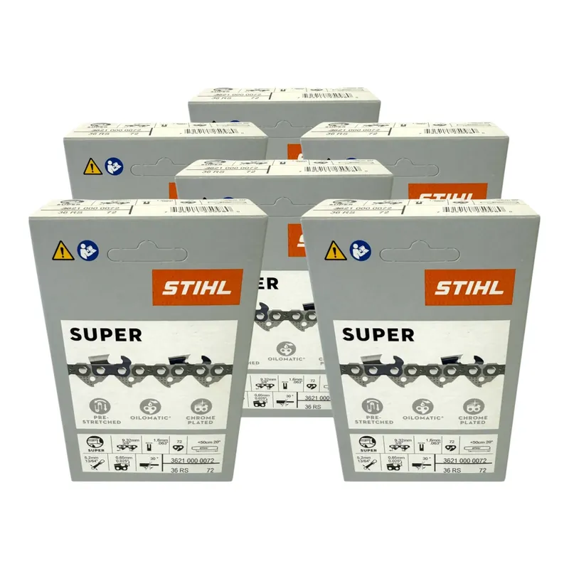 Abverkauf Stihl 6x 3/8" Rapid Super 3 (RS3) Sägekette 50 cm 3/8" 1,6 mm 72 TG 6 Stück ( 6x 36260000072 )