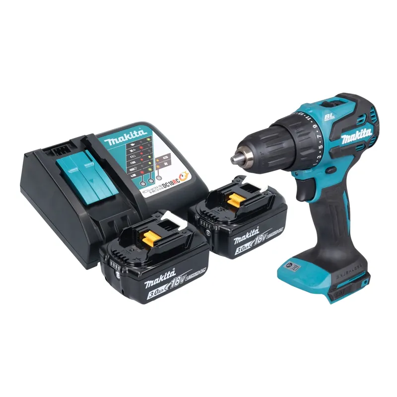 Must-Have Makita DHP 490 RF Akku Schlagbohrschrauber 18 V 65 Nm Brushless + 2x Akku 3,0 Ah + Ladegerät