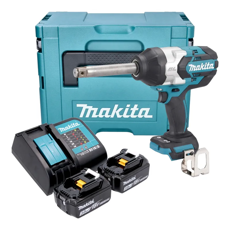 Markenware Makita DTW 1005 SFJ Akku Schlagschrauber 18 V 1360 Nm 3/4" Brushless + 2x Akku 3,0 Ah + Ladegerät + Makpac