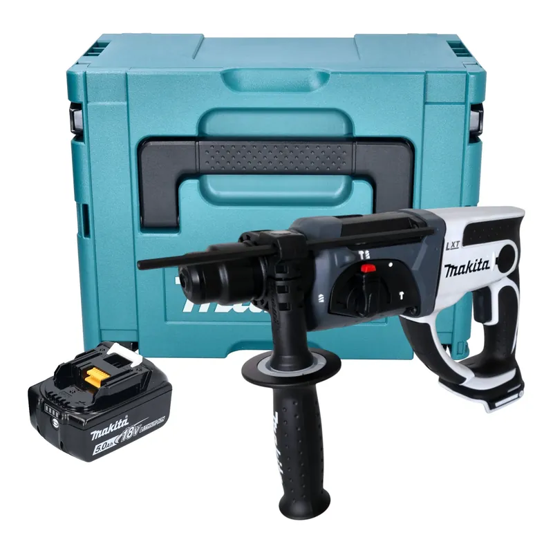 Makita DHR 202 T1JW Akku Bohrhammer 18 V 20 mm 2,0 J weiß + 1x Akku 5,0 Ah + Makpac - ohne Ladegerät Preiswert