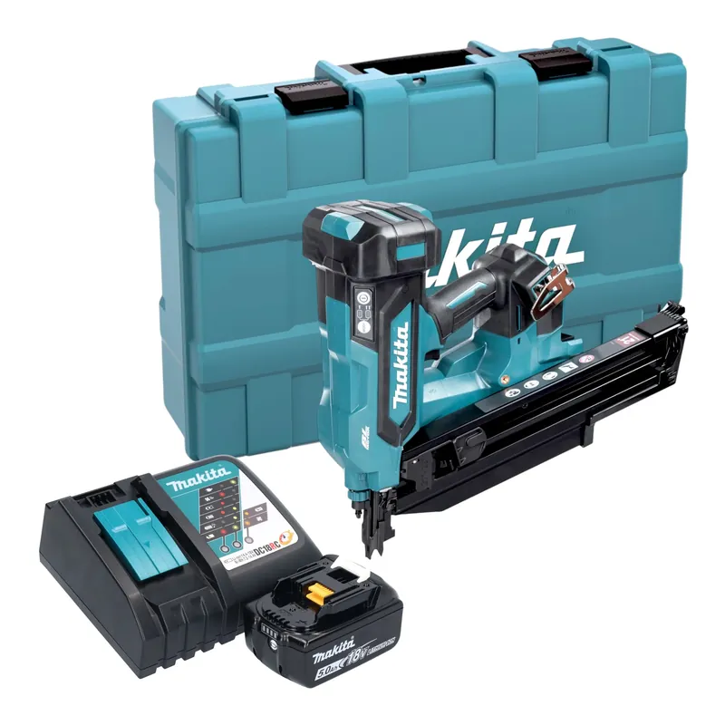 Makita DBN 901 RT1K Akku Nagler 18 V 50 - 90 mm Brushless + 1x Akku 5,0 Ah + Ladegerät + Koffer Markenprodukt
