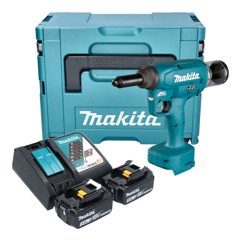 Makita DRV 150 RFJ Akku Blindnietsetzgerät 18 V 10 kN 2,4 - 4,8 mm Brushless + 2x Akku 3,0 Ah + Ladegerät + Makpac Preiswert