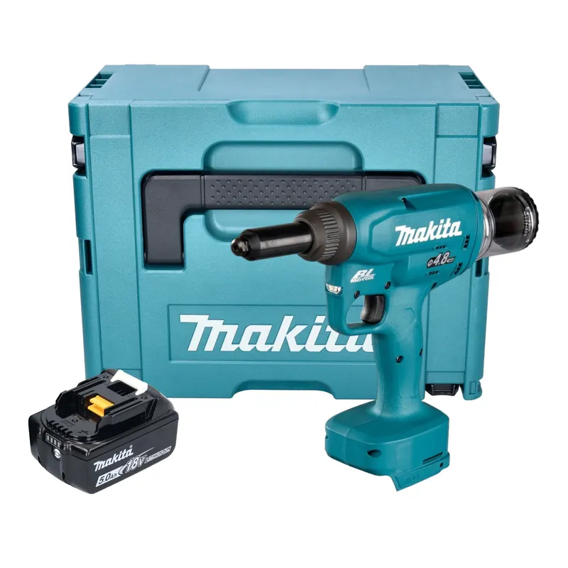 Makita DRV 150 T1J Akku Blindnietsetzgerät 18 V 10 kN 2,4 - 4,8 mm Brushless + 1x Akku 5,0 Ah + Makpac - ohne Ladegerät Versand Am Gleichen Tag