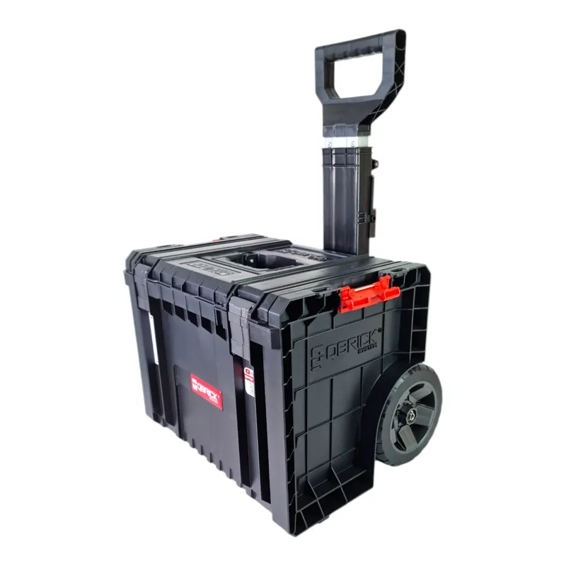 Qbrick System PRO Cart mobile Box auf Rädern stapelbar 450 x 390 x 690 mm 28 l mit Teleskopgriff - alte Version Sichere Zahlung