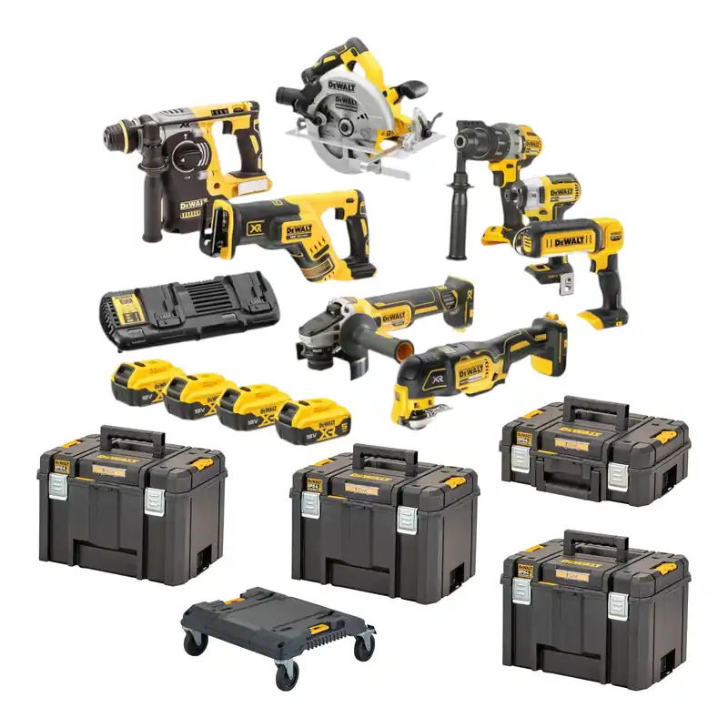 Zertifiziert DeWalt DCK 853 P4T Akku Werkzeug Set 18 V DCD 996 + DCF 887 + DCH 273 + DCG 405 + DCS 367 + DCS 356 + DCS 565 + DCL 050 + 4x Akku 5,0 Ah + Ladegerät + 4x T STAK + Trolley