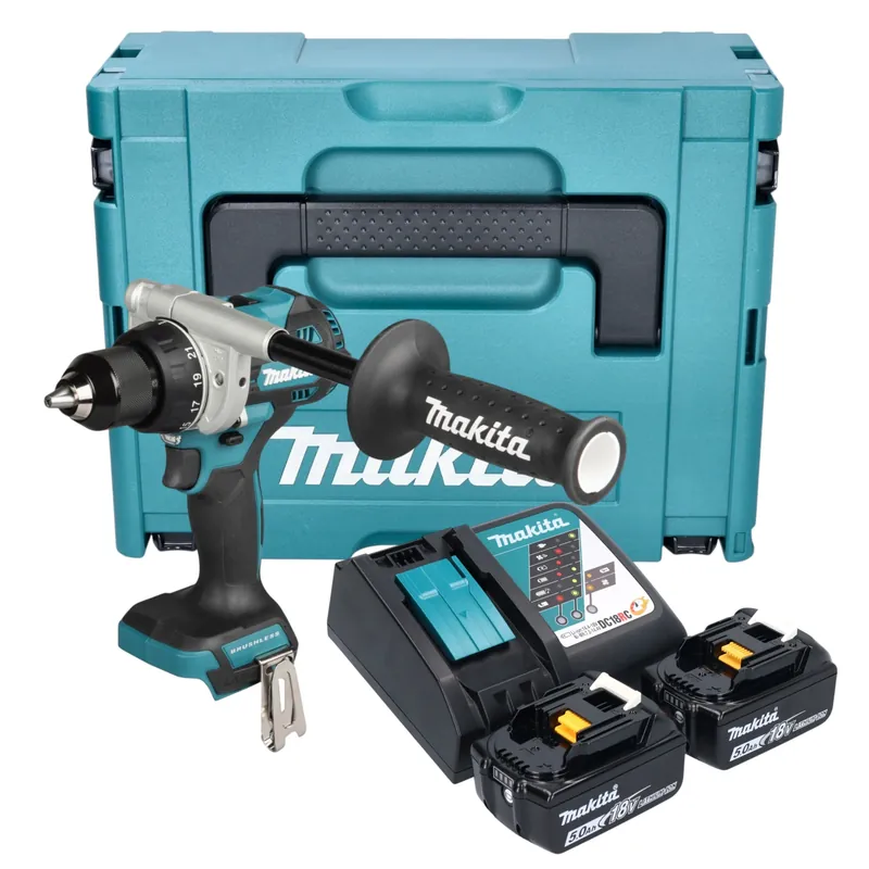 Makita DDF 492 RTJ Akku Bohrschrauber 18 V 141 Nm Brushless + 2x Akku 5,0 Ah + Ladegerät + Makpac Beliebt