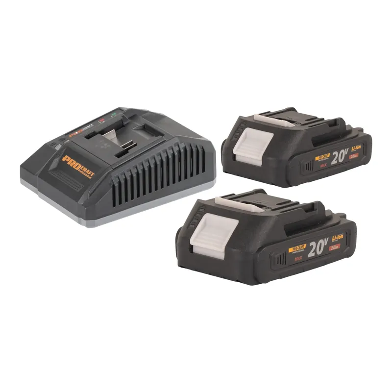 Procraft Starter Pack C20/6.5 Schnell Ladegerät 20 V 6,5 A + 2x 20/2A Akku 2,0 Ah Sale