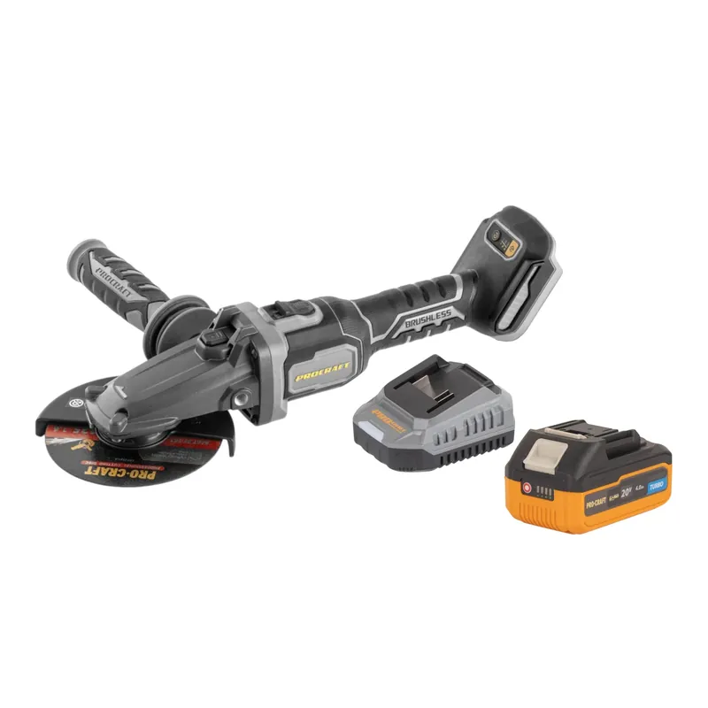 Procraft Industrial AG125Cbb Akku Flachkopf Winkelschleifer 20 V 125 mm Brushless + 1x Akku 4,0 Ah + Ladegerät Neue Ware
