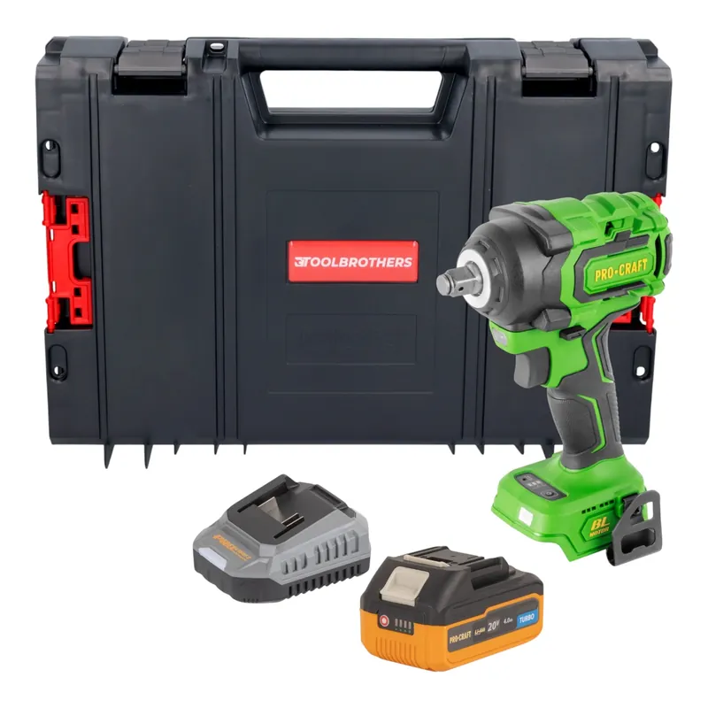 Highlight Procraft PWA18bb Akku Schlagschrauber 20 V 550 Nm 1/2" Brushless + 1x Akku 4,0 Ah + Ladegerät + RHINO Toolcase