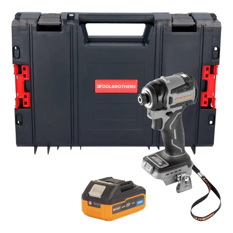 Procraft Industrial ID20Abb Akku Schlagschrauber 20 V 180 Nm 1/4" + 1x Akku 4,0 Ah + RHINO Toolcase - ohne Ladegerät Echt