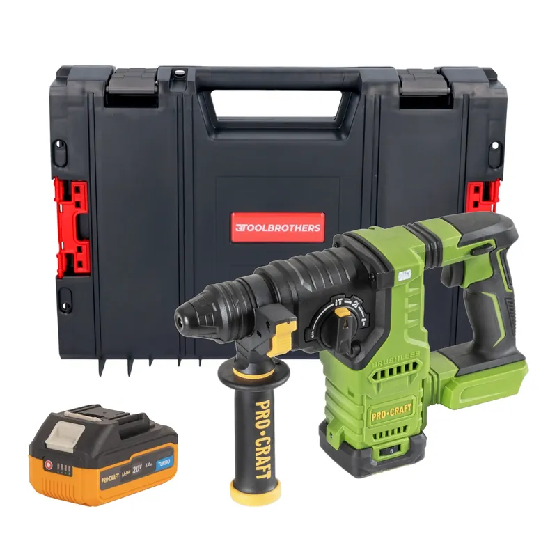 Procraft PHA30bb Akku Bohrhammer 20 V 2,8 J SDS plus Brushless + 1x Akku 4,0 Ah + RHINO Toolcase - ohne Ladegerät Direkt Vom Hersteller