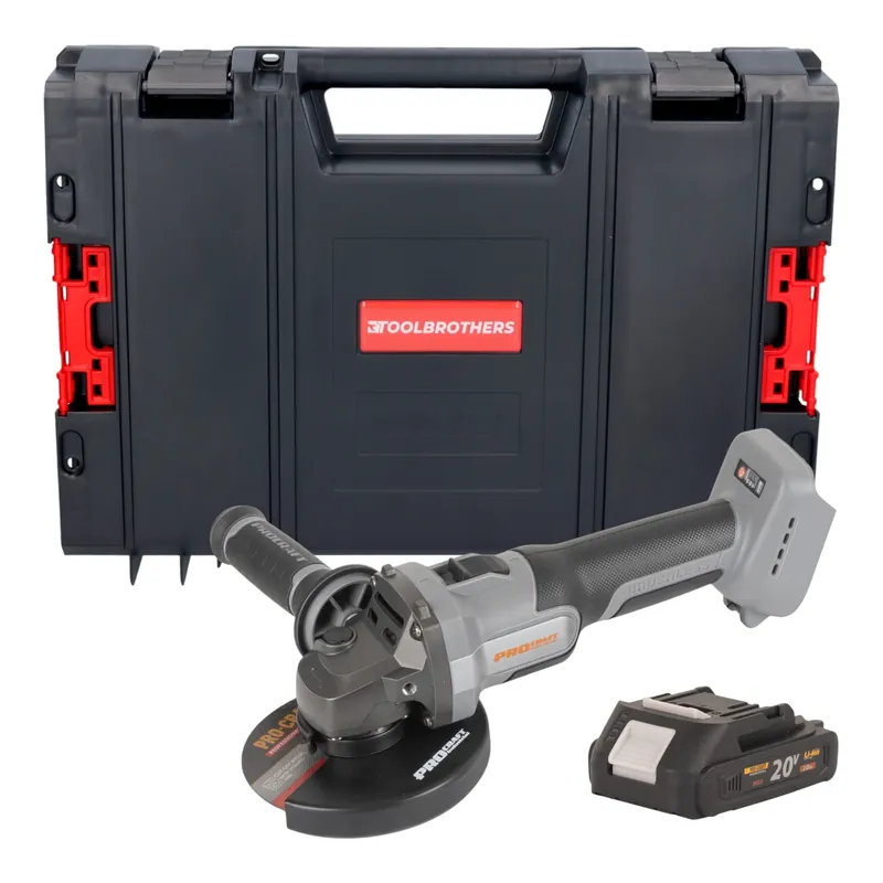 Procraft Industrial AG125Abb Akku Winkelschleifer 20 V 125 mm Brushless + 1x Akku 2,0 Ah + RHINO Toolcase - ohne Ladegerät Neue Ware