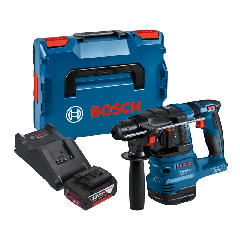 Bosch GBH 18V-22 Professional Akku Bohrhammer 18 V 1,9 J SDS Plus Brushless + 1x Akku 5,0 Ah + Ladegerät + L-Boxx Preisknaller