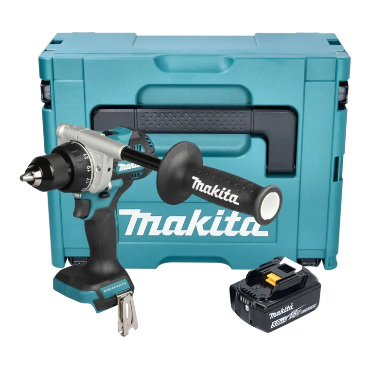 Makita DDF 492 T1J Akku Bohrschrauber 18 V 141 Nm Brushless + 1x Akku 5,0 Ah + Makpac - ohne Ladegerät Kracherpreis