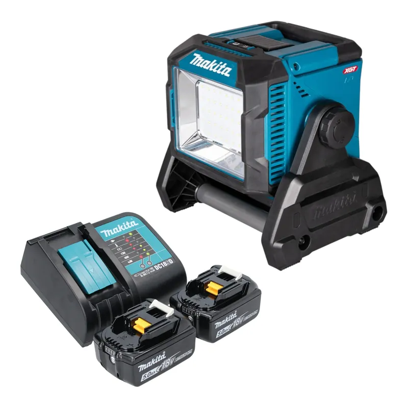 Sale Makita ML 005 G ST Akku Baustellenleuchte 18 / 40 V max. 3.600 lm + 2x Akku 5,0 Ah + Ladegerät