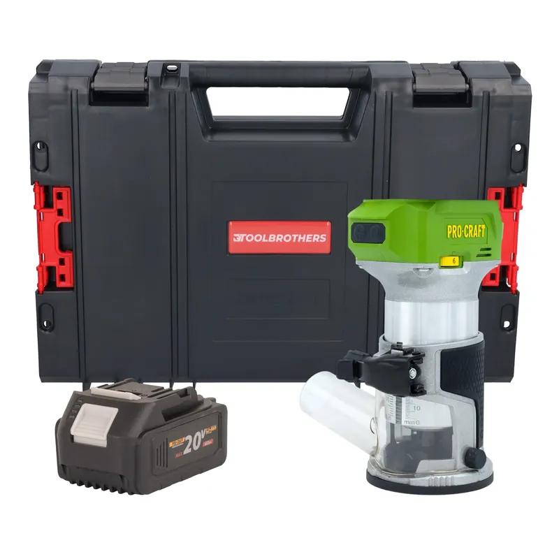 Günstig Procraft POB24bb Akku Multifunktionsfräse 20 V 6 / 8 mm Brushless + 1x Akku 4,0 Ah + RHINO Toolcase - ohne Ladegerät