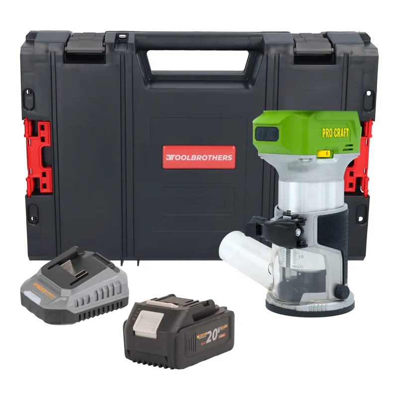 Neu Im Sortiment Procraft POB24bb Akku Multifunktionsfräse 20 V 6 / 8 mm Brushless + 1x Akku 4,0 Ah + Ladegerät + RHINO Toolcase