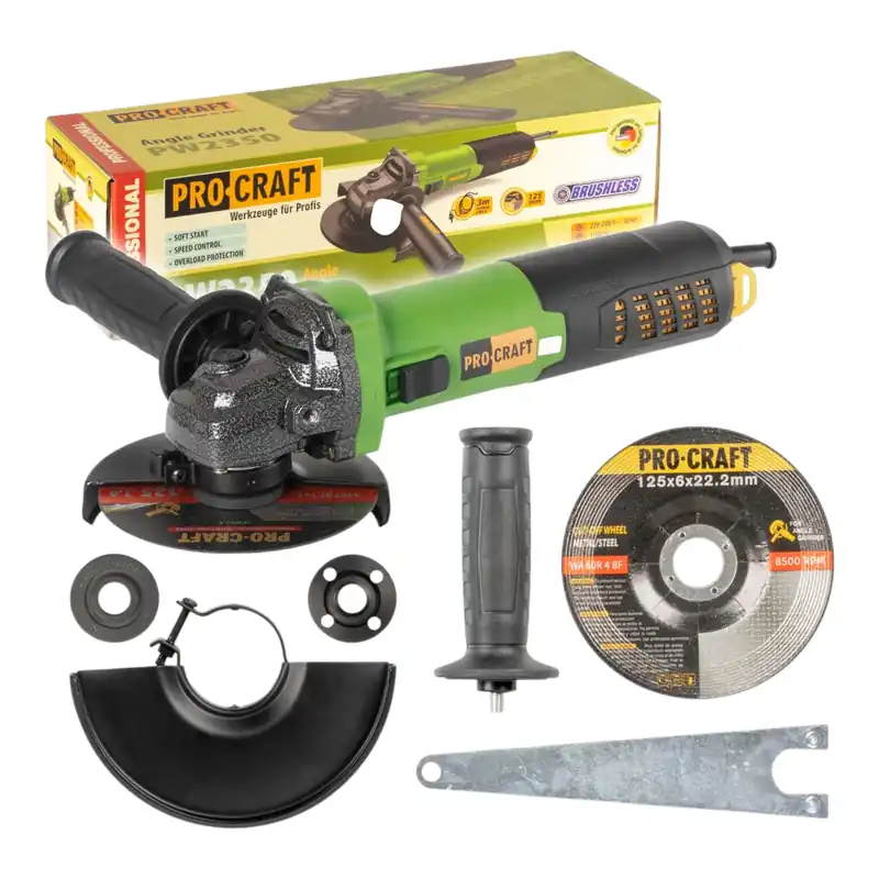 Abverkauf Procraft PW2350 Winkelschleifer 1300 Watt 125 mm Brushless