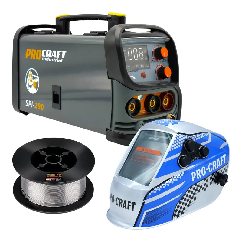 Preisreduziert Procraft SPI-290 Kombi Inverter Schweißgerät 3,8 kW Co Flux MMA TIG Lift + Fülldraht + Schweißhelm