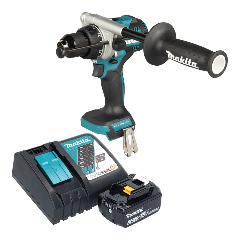 Solange Der Vorrat Reicht Makita DHP 492 RF1 Akku Schlagbohrschrauber 18 V 141 Nm Brushless + 1x Akku 3,0 Ah + Ladegerät