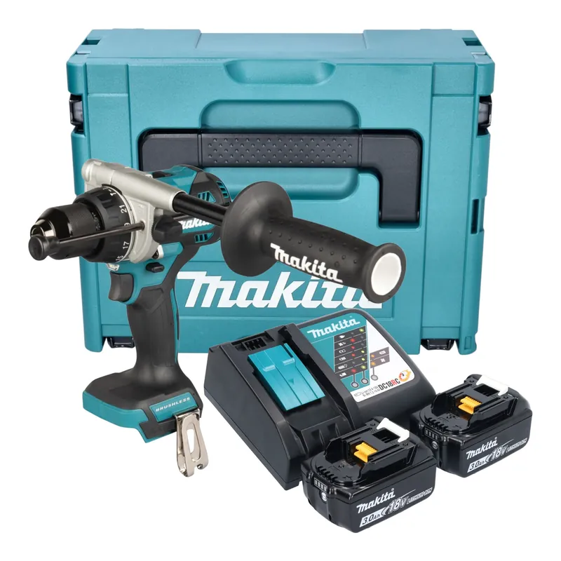 Makita DHP 492 RFJ Akku Schlagbohrschrauber 18 V 141 Nm Brushless + 2x Akku 3,0 Ah + Ladegerät + Makpac Top-Seller