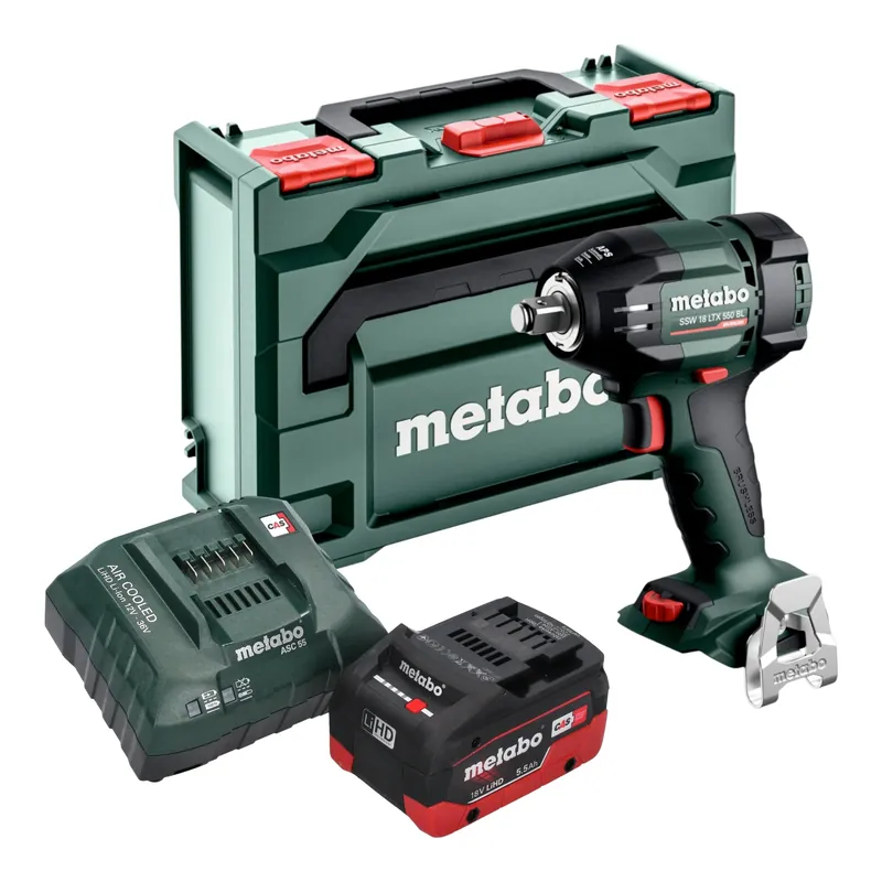 Metabo SSW 18 LTX 550 BL Akku Schlagschrauber 18 V 550 Nm Brushless + 1x LiHD Akku 5,5 Ah + Ladegerät + metaBOX Must-Have
